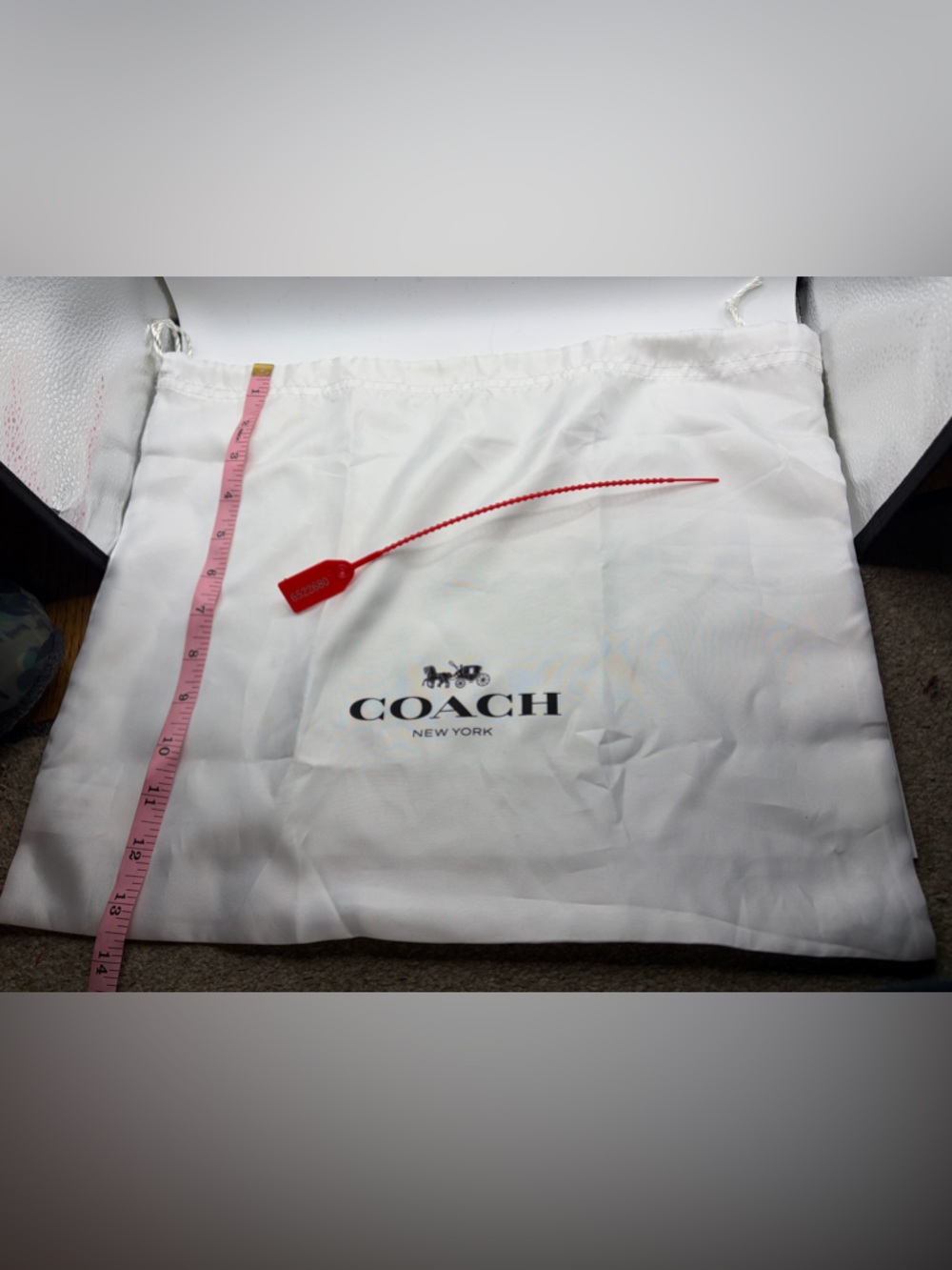 Coach White Satin Drawstring Dust Bag 16 1/2 X 13.5